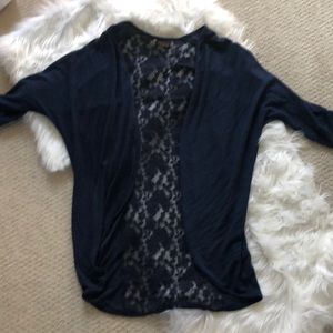 Blue cardigan with lace detail